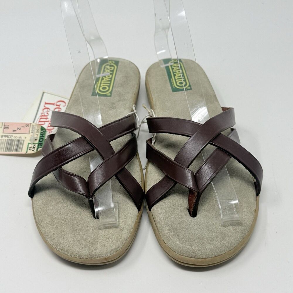 Rapallo Strappy Thong Sandals Womens 10 Brown Leather Casual Vintage Italy Kmart